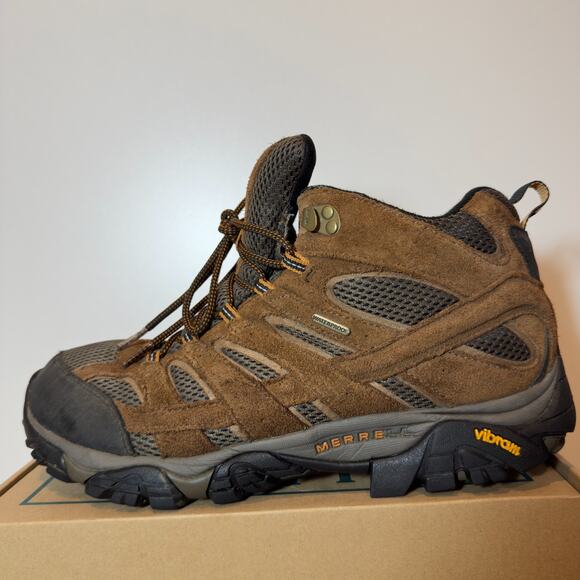 Mens Merrell Moab Size 13 Waterproof Hiking Boots Leather Trail Outdoor Shoes